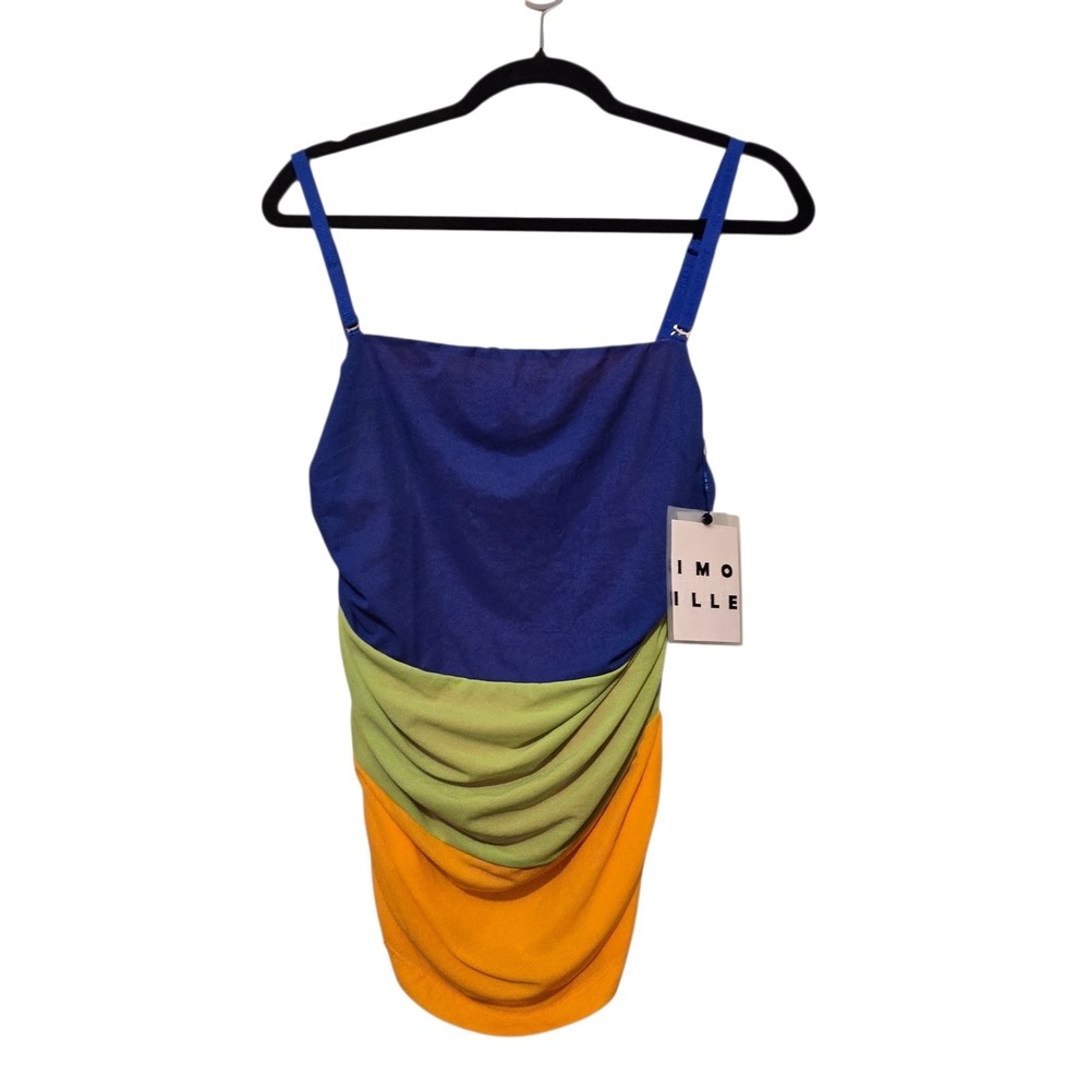 Simon Miller NWT Daso Mesh Top Women's MED Colorblock Logo Straps Designer NEW